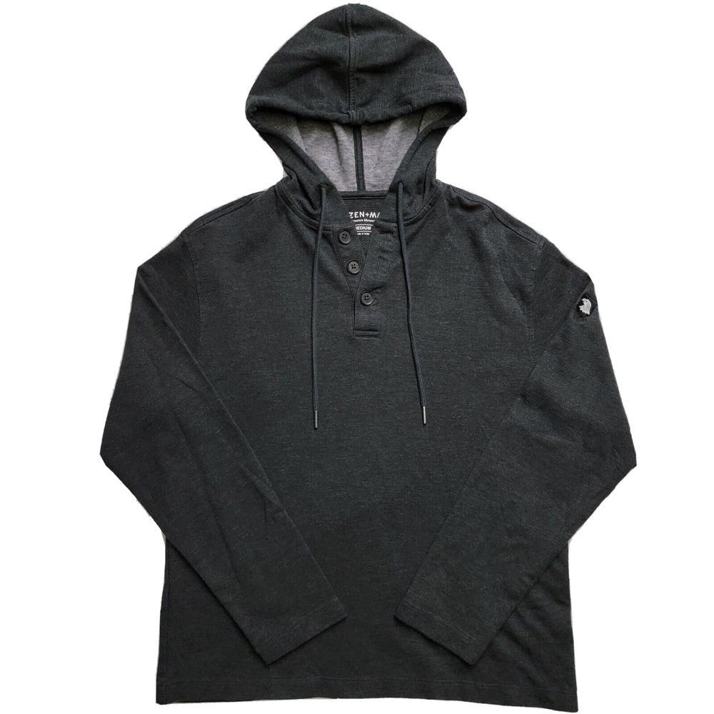 Mizzen Main Performance Stretch Henley Moisture Wicking M Lg Sleeve Hoodie Mens